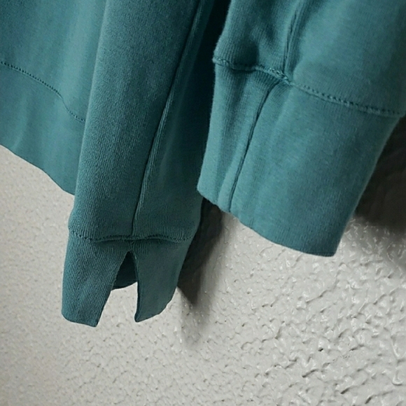 Chico's Teal Tunic Sweatshirt Prima Cotton Scoop Neck Gold Button Trim Size 2X - Picture 6 of 12